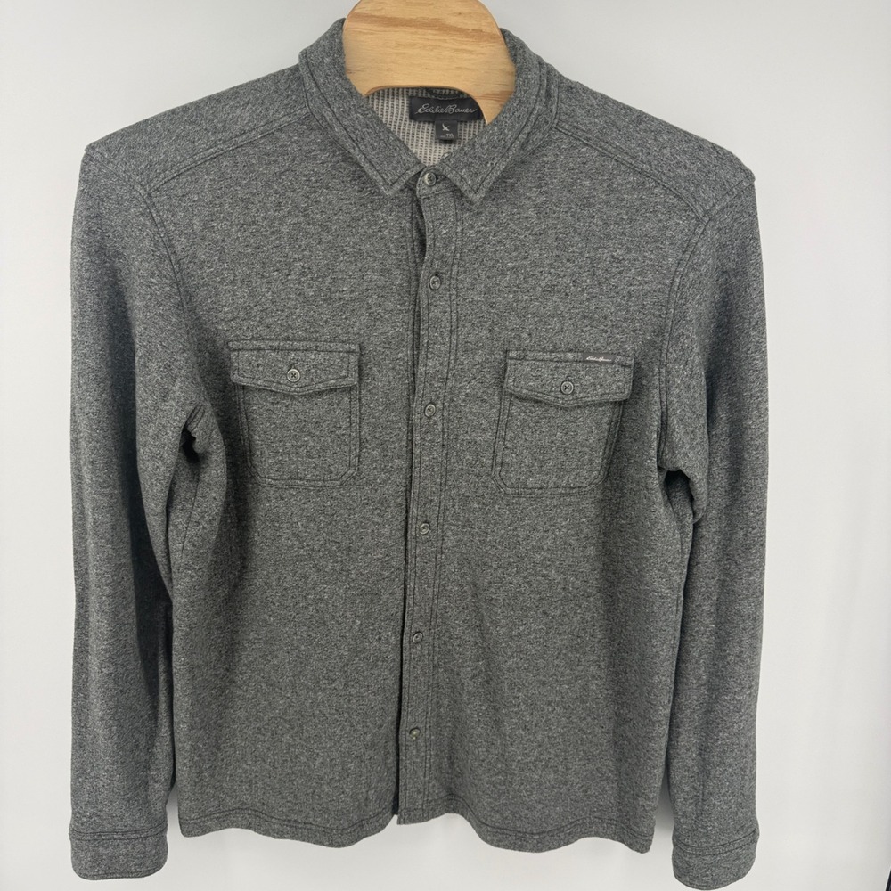 Eddie Bauer Mens TXL Gray Waffle Lined Button Up Shirt Jacket Shacket